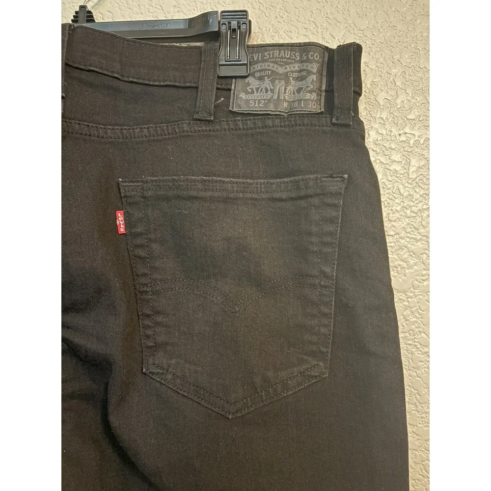 Levis 512 Jeans Mens 38x30 Black Distressed Stretch Denim